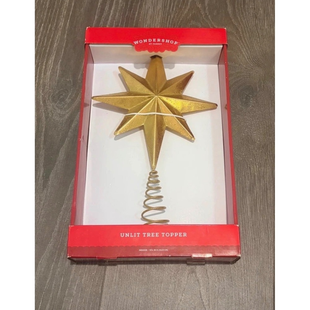 Wondershop Target Gold Star Tree Topper Unlit 8 Point Star 13.75 Inch Decor